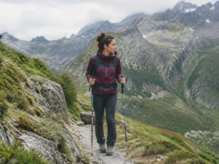 Randonneur debout sur un sentier de montagne